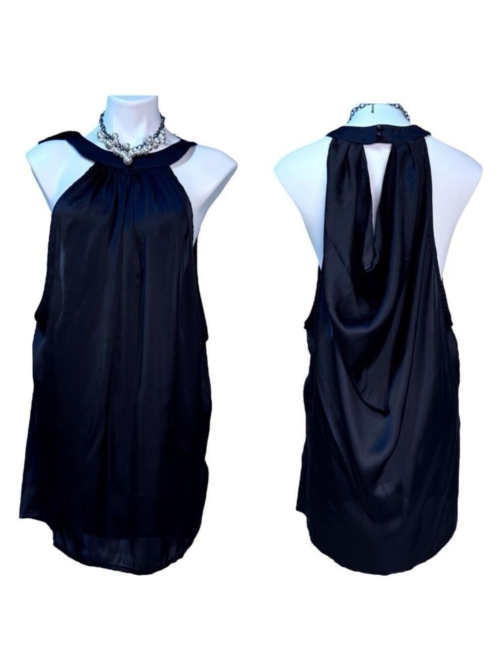 Vero Moda Mini Dress Black Sleeveless Sheer Drape Chic Avant-Garde Medium